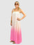 White and pink ombre maxi dress front
