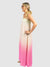White and pink ombre maxi dress side