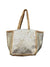 jute tote bag in gold and white metallic cow print