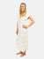 midi white and beige striped beach dress from side