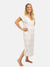 midi white and beige striped beach dress from front