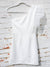 one shoulder white dress with tulle sleeve from back