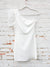 one shoulder dress with tulle sleeve in white