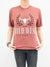 graphic tee in washed mineral red with wild west logo