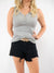 Gray wood button tank top