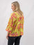 floral yellow balloon sleeve top from back